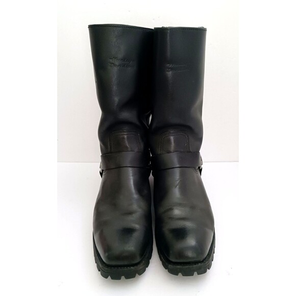 Harley Davidson Hustin 95354 Blk Leather Harness Moto Boot Square Toe  US12 - Picture 5 of 14